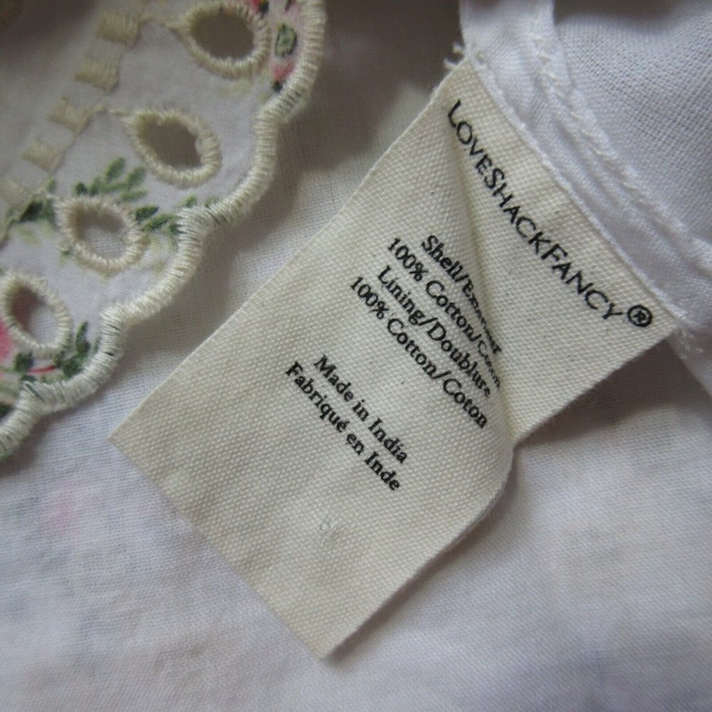 LoveShackFancy White Floral Ruffle Button-Front Mini Dress - Picture 5 of 7